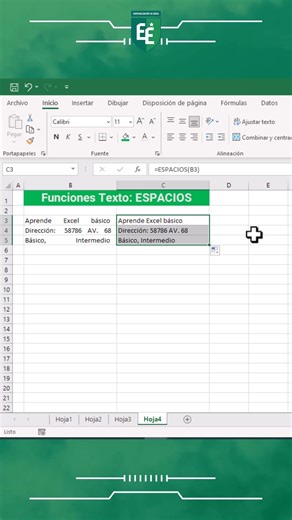 Función ESPACIOS en Excel - Cómo quitar espacios dentro de las celdas en excel #excel #Excel #excelfacil #excelprofesional #excelbasico | Especialización en Excel