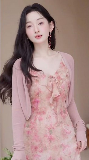 Sweet Gold-Stamped Floral Slip Dress with Long Sleeve Shrug Cardigan Set