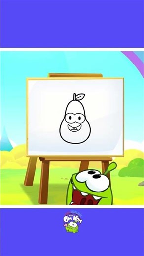 Draw Pear With Om Nom #shorts #drawing #fruits