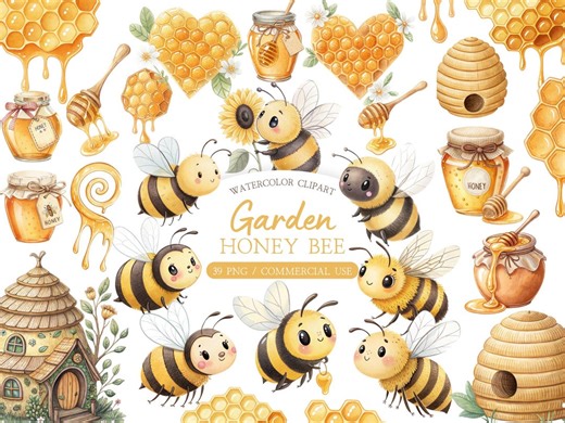 Spring Honey Bee Clipart Set – Bumblebee Hives and Wildflower Wreaths (digital Download) - Etsy