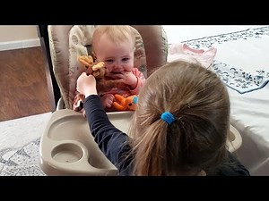 Big Sister Alexa Tries to Comfort a Crying Teething Baby Aubrey!!