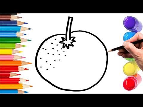 How To Draw cute Orange Drawing, Painting & Coloring For Kids and Toddlers_ Child Art 🐋🌈