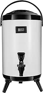 Hot Beverage Dispenser, Stainless Steel Insulated Beverage Dispenser Cold and Hot Drink dispenser with Thermometer–2.1-Gallons 8 Liters Water Dispenser with Spigot