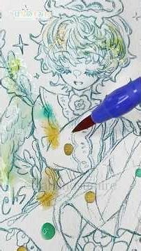 💚👼透明水彩で天使さんを塗るメイキング🎨🦜#Shorts #watercolor #watercolorpainting #illustration