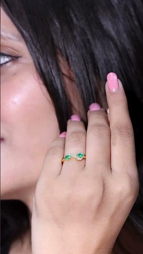 Emerald Infinity Promise Ring | Pear Shaped Two Stone Diamond Ring | Romantic Jewelry for Women