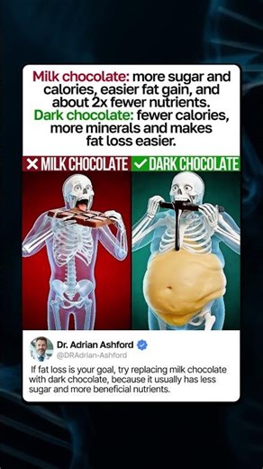 Milk Chocolate VS Dark Chocolate | What Happens Inside Your Body #health #facts #gym #food