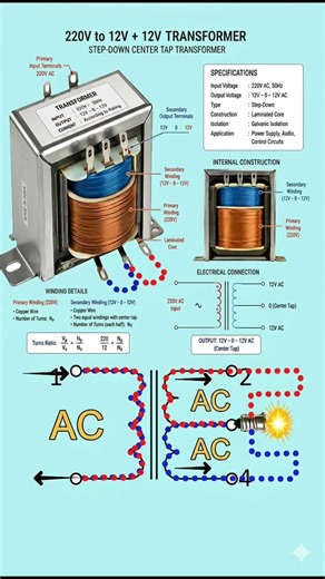 Transformer Full Wave Rectifier Function Explain | Convertion Easy Tutorial | #nn_electric_hobe