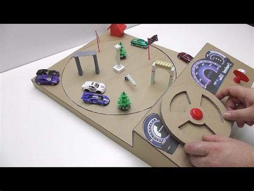 Magnetic Car Track Desktop Game with Cardboard