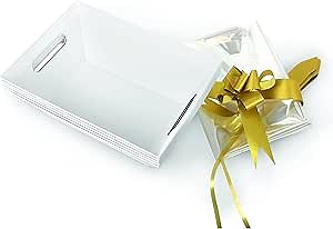 [5PK] Bulk Baskets For Gifts Empty To Fill | Gift Basket Kit- Small 8x10” Kraft Basket, Basket Bags, Gold Bows | Christmas, Valentines, Bridesmaid, Easter | Gift To Impress- Upper Midland (White)