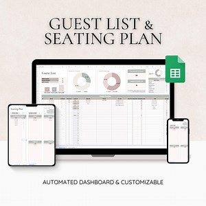 Guest List and Seating Plan Tracker, Wedding Seating Chart Wedding Checklist Spreadsheet Google Sheets Planner Wedding Guest List Template - Etsy