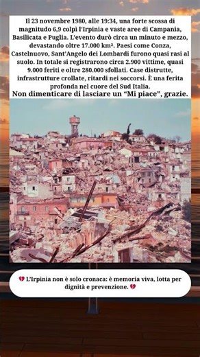 ⚠️ Irpinia 1980: quando la terra tremò e migliaia persero tutto