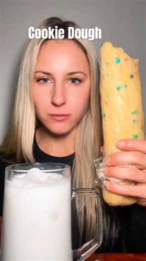 Eating a Giant Cookie Dough Log Dipped in Milk 🍪🥛#shorts #mukbang #cookiedough