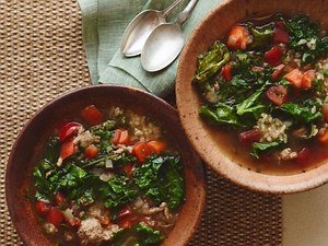 Turkey Soup With Rice and Kale