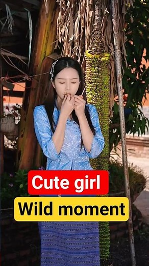 Girl’s Cute Moment: Cutting and Eating a Tiny Banana 🍌✨