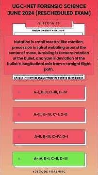 UGC NET Forensic Science June 2024 (Rescheduled Exam) PYQ (Q 51-55)| Simple Explanations #ugcnet2025