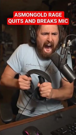 Asmongold rage Quits ..loses sound breaking MIC lol #reaction #reactionshorts #asmongold #ragequit