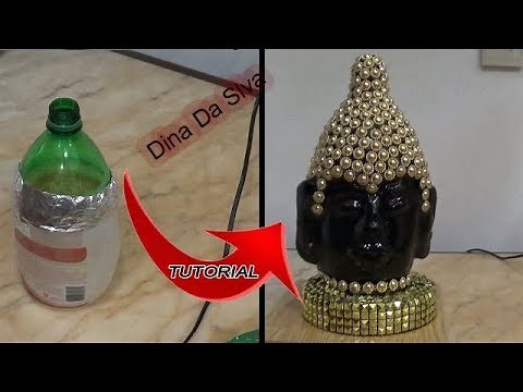 DIY como fazer um BUDA Decorativo FEITO com GARRAFA pet, E PAPEL de JORNAL-venda