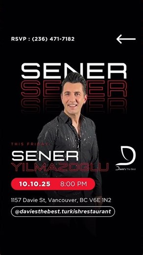 Live Music on Davie with Şener Yılmazoğlu — this Friday (Oct 10)! 🎶