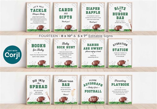 Football Baby Shower Signs, Tailgate Baby Shower Decor, Football Theme Baby Sprinkle Display, Food, Favors, Drinks, Editable Printable Signs - Etsy
