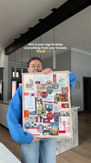 samantha | traveller 🧚🏼 on Instagram: "this is your sign to keep EVERYTHING from your travels!!!! i’m not kidding when i say i kept almost every ticket, coaster, sticker, bracelet etc from my 1 year backpacking trip 🥹🥹 (this is only a fraction of the things i kept… i still have a full box… currently brainstorming what else i can make 🤭) the only real souvenir i bought was a patch from every country which is my fav thing ever!!! putting this together made me SO emotional, this was literally