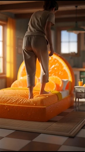 "Sleep in a Giant Juicy Orange Bed?! 🍊 | Surreal ASMR Dream Room #Shorts"