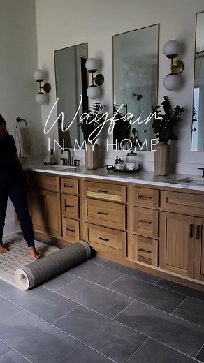 515K views · 2.1K reactions | Comment: BATH and I’ll send you the link to shop my bathroom finds from @wayfair #ad Best selling runner, Champagne bronze faucets, Chandelier, Mirrors and more! Shop this post on my LTK ⬇ https://liketk.it/5iWZX @shop.ltk #wayfairpartner #wayfair #liketkit | Myrusticmodernhome | Facebook