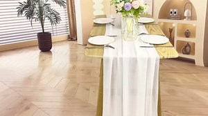 6 Pack 10Ft Dusty Rose Valentine's Day Chiffon Table Runner 29x120 Inches Sheer Fabric Table Runner Romantic Wedding Runner for Thanksgiving Christmas Bridal Shower Decorations （Dusty Rose）