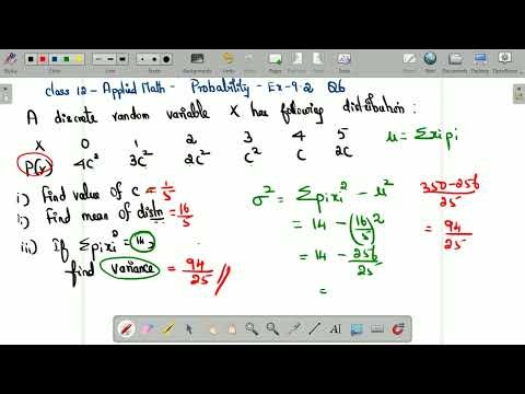 Ex 9.2 Q6 A discrete random variable X has distribution find C #maths #probability #class12