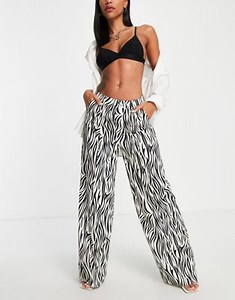 Extro & Vert slouchy wide leg trousers in off white zebra co-ord | ASOS