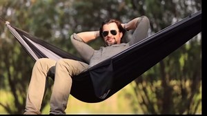 Camping Hammock with Mosquito Net, 500 lbs Portable Hammock with Tree Straps, 2-in-1 Double/Single Travel Hammock Tent for Outside/Indoor/Backpacking/Beach - Black & Grey