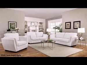 Living Room Design With White Leather Sofa