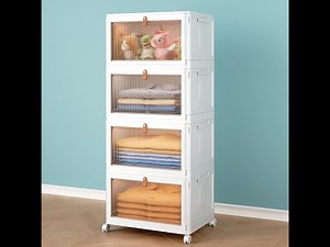 4 Tier Stackable Plastic Storage Bins with Lid and Wheels - 23 QT Closet Organizers and Storage.