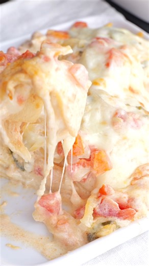 Shrimp Enchiladas are cheesy, creamy seafood enchiladas are packed with large shrimp, jalapenos, onions, tomatoes and all baked in spicy, creamy sauce. 🔗➡️Comment "recipe please" and I will send you a clickable link! | Will Cook For Smiles