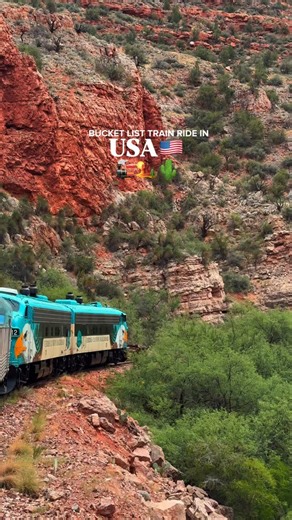 🚂 Bucket list Train Ride in Arizona,USA⁠⤵️⁠ ⁠ The Verde Canyon Railroad is a bucket list train ride that you must do when in Sedona. This train ride takes you through dramatic red rock canyon, lush desert landscapes with wildlife viewing opportunities along the Verde River.⁠🏜️⁠ ⁠ From first-class comfort (yes, with champagne & snacks 🥂) to open-air decks with 360° views, this ride feels like stepping into a movie!⁠ ⁠ ⁠ Have you been on this bucket list train ride before? If not, you need to s