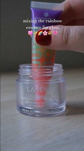mixing the rainbow essence lip gloss 💖✨️🌈🌸💐🎀 #lipgloss #lipbalm #makeup #makeupmixing #asmr