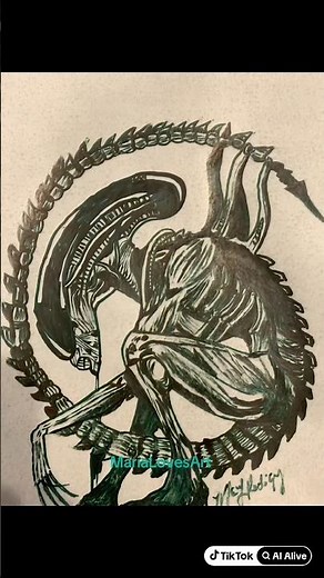Xenomorph Awakens #music #art #artist #alien #xenomorph #drawing #alienqueen #alienart #aliensmovie