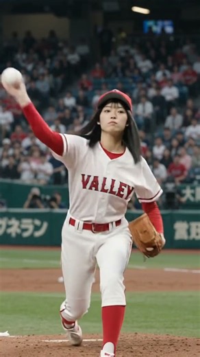 大谷翔平二刀流人気で野球女子ブーム到来！Valley高校始球式で美人ピッチャーとロボットバッター対決の世界線 #大谷翔平 #女子野球 #japanesewomen #ValleyHS