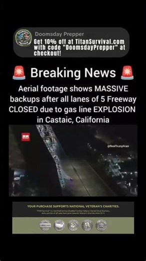 Massive backup on I-5 freeway from gas line explosion in Castaic, CA.