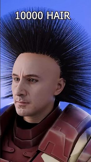 Iron Man (Tony Stark) just 1 hair to 100,000 in satisfying 3D animation. #hair #simulation #ironman