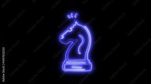 Strategy Development Outline Icon in HD Video Neon Animation – Business Planning and Growth Symbol for Strategic Thinking, Tactics, and Innovation on Black Background