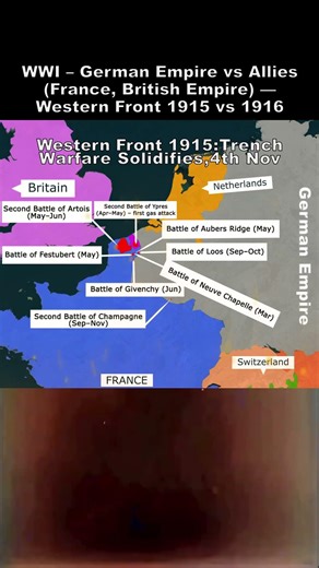 K WWI – German Empire vs Allies France, British Empire — Western Front 1915 vs 1916 1