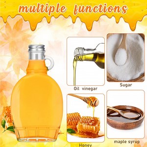 [Hot Item] 8 Oz Glass Syrup Bottles with Aluminum Lid and Ring Handle Glass Maple Syrup Bottle Maple Syrup Jar Syrup Container