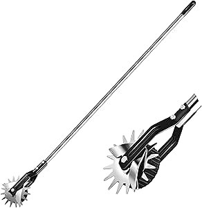 Edger Lawn Tool, Sidewalk Hand Grass Edger, Manual Wheel Rotary Edger with Stainless Steel Long Handle, Adjustable Lawn Edger Tool for Landscaping, Garden, Yard, 67.3 Inches