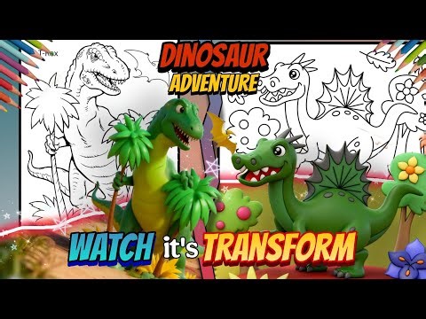 COLORING T-REX & SPINOSAURUS 🦖 | Dinosaur Coloring Page Turns Into 3D Animation!