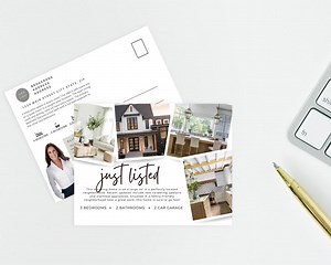 Real Estate Farming Postcard, Real Estate Marketing, Real Estate Postcard Template, Just Listed Postcard, Selling Postcard, Canva Postcard - Etsy
