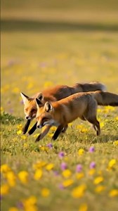 Two foxes race #DreamScreenAI #animals #youtubeshorts #shortvideo