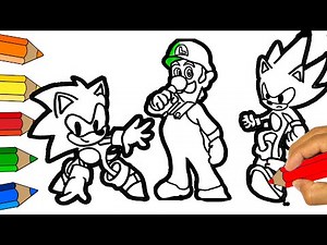 🔴 How to Draw and Paint SONIC vs SUPER MARIO BROS MOVIE 👉 Coloring and Drawing SONIC - LUIGI