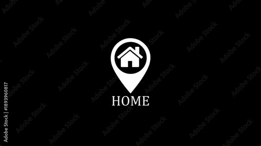 Home location pin animated line icon. White color line icon animation. 4K video with transparent background.with video animation.