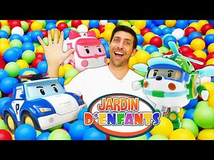 Robocar Poli et son équipe dans le Jardin d'enfants. Vidéo pour bébé. Voitures en français
