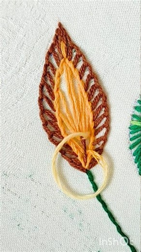 Leaf Design 🍂 #needlework #embroidery#aariwork#creative #leaves#handmade#diy #forbeginners#patterns